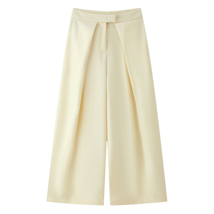 Damen weit geschnittene Culotte-Hose mit eleganten Falten und hohem Bund Drune