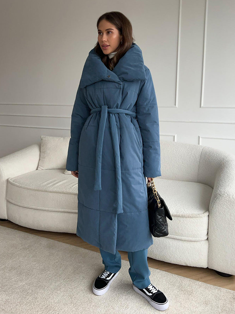 Drune | Lange Pufferjacke mit Gürtel