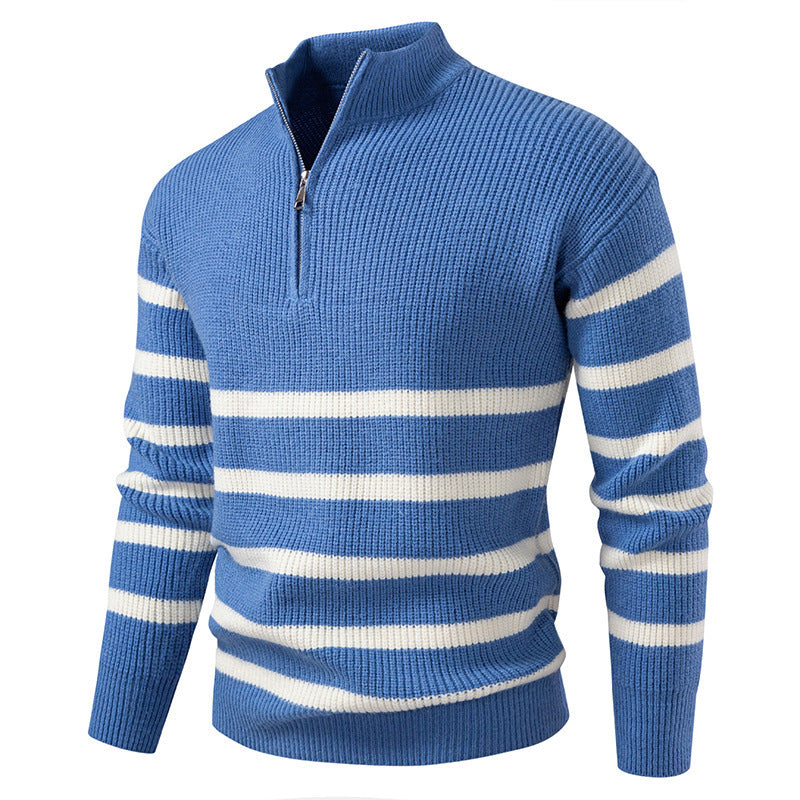 Herren modischer Rollkragenpullover mit strukturiertem Design und halbem Reißverschluss Drune
