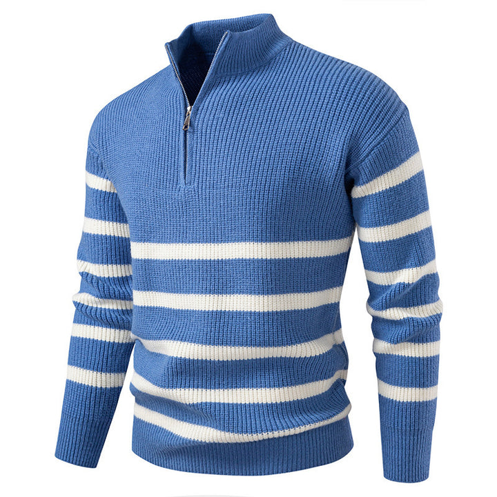 Herren modischer Rollkragenpullover mit strukturiertem Design und halbem Reißverschluss Drune