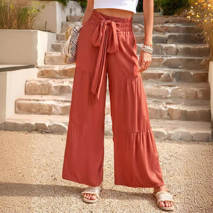 Damen Weite Jersey-Hose mit Schleifenbund Drune
