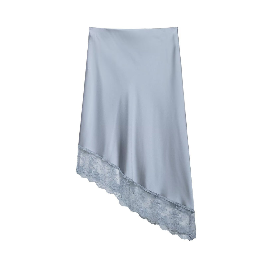 Damen eleganter Satinrock mit zarter Spitzenverzierung Drune