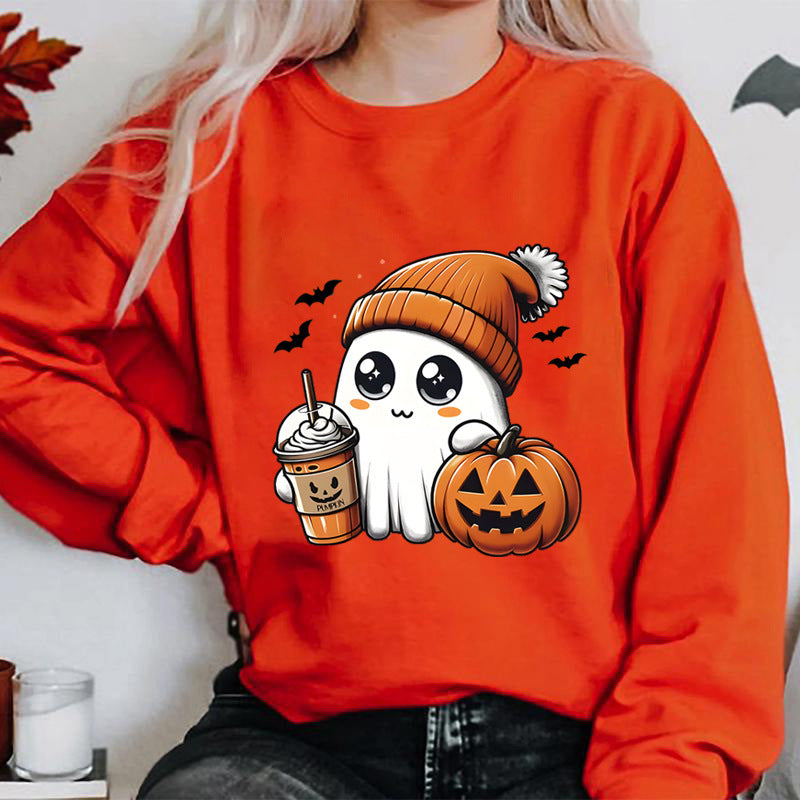 Damen Sweatshirt mit verspieltem Halloween-Grafikdesign Drune