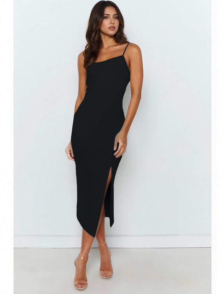 Damen ärmelloses Midi-Kleid mit elegantem Schlitz Drune