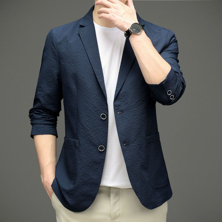 Herren modischer Blazer mit strukturiertem Design und elastischen Ärmeln Drune