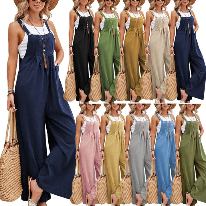 Drune | Einfarbige Damen Freizeitoveralls Lange Hosen
