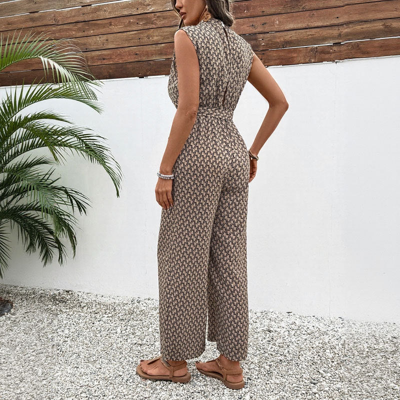 Damen Jumpsuit mit elegantem Knoten und floralem Design Drune