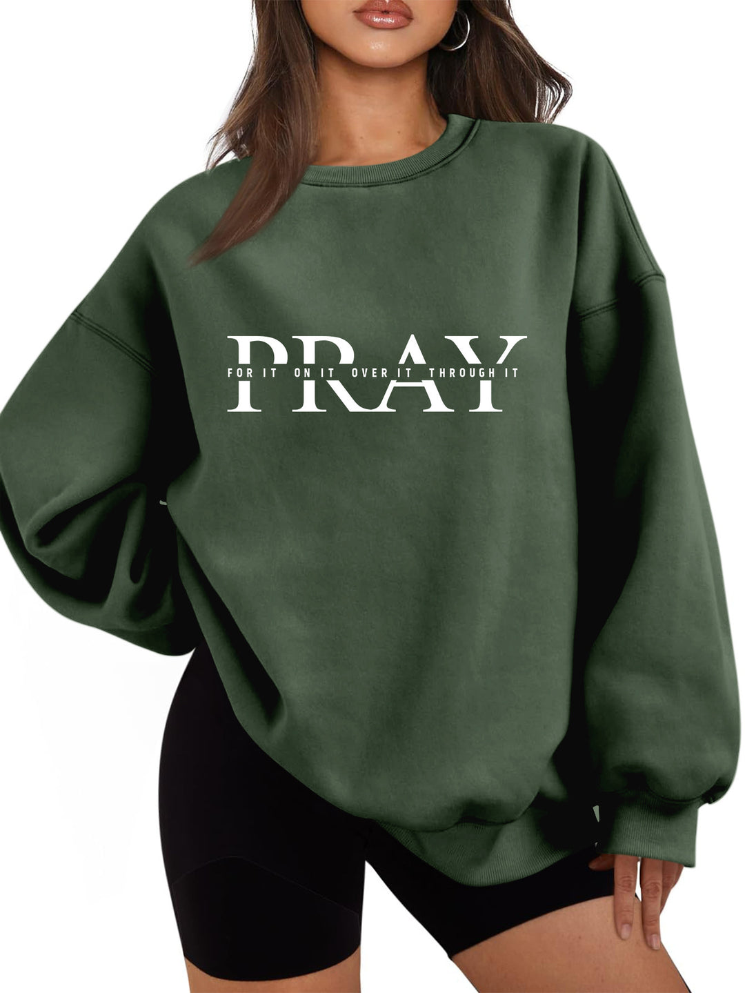 Damen Sweatshirt mit oversized Schnitt und inspirierendem Aufdruck Drune