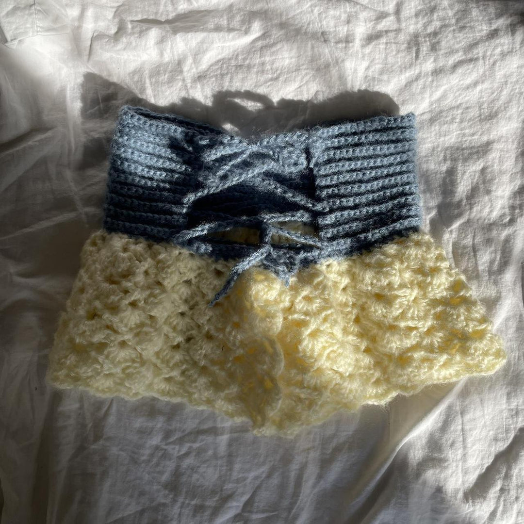 Damen gehäkeltes Bandeau-Oberteil mit voluminösem Saum Drune