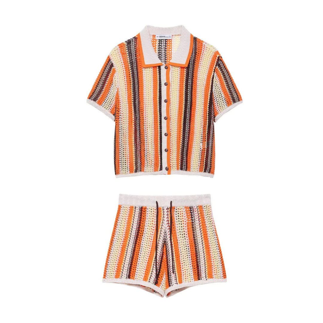 Damen gestreifte Sommershorts aus luftigem Material Drune