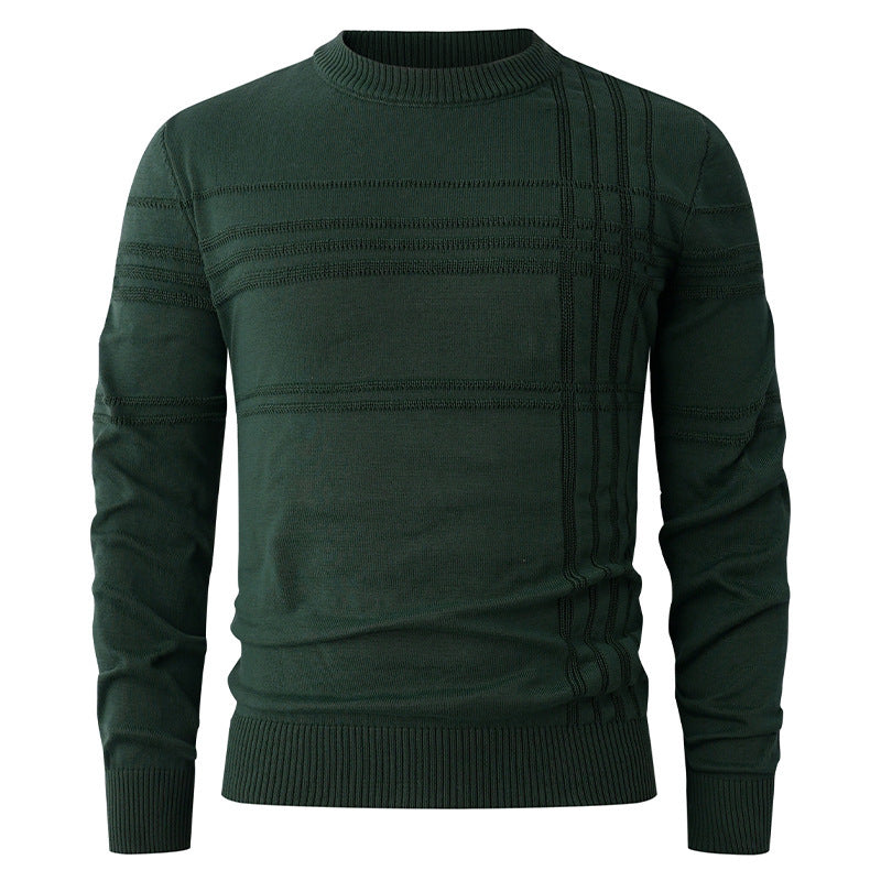 Herren nan Feinstrick-Pullover Rundhals mit geprägter Streifenstruktur und schmaler Silhouette Drune