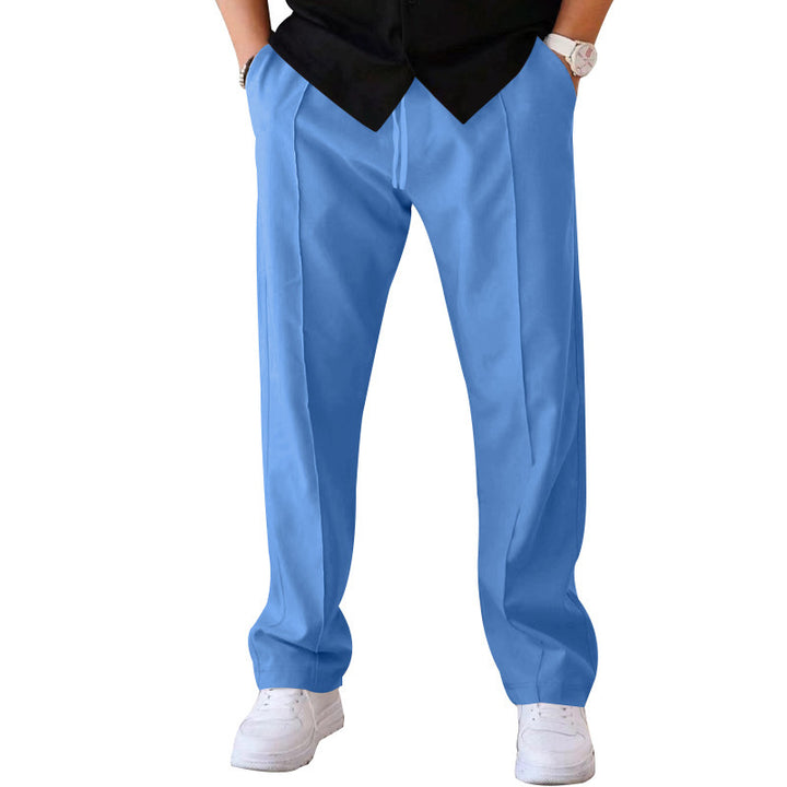 Herren elegante Freizeithose mit geradem Schnitt und klassischen Falten Drune