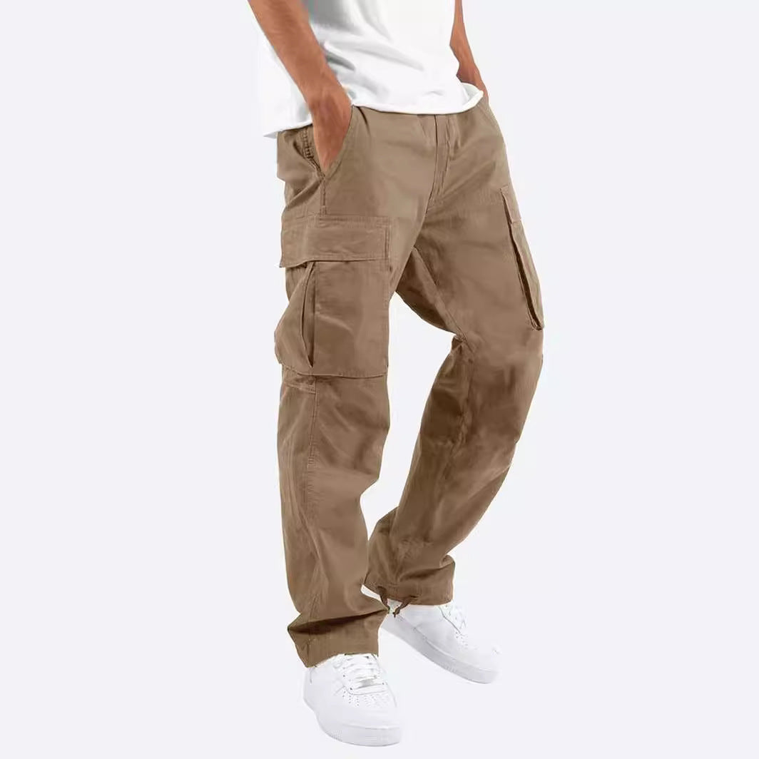 Herren nan lässige Baumwoll Cargo-Hose mit Multi-Taschen und verstellbarem Saum Drune