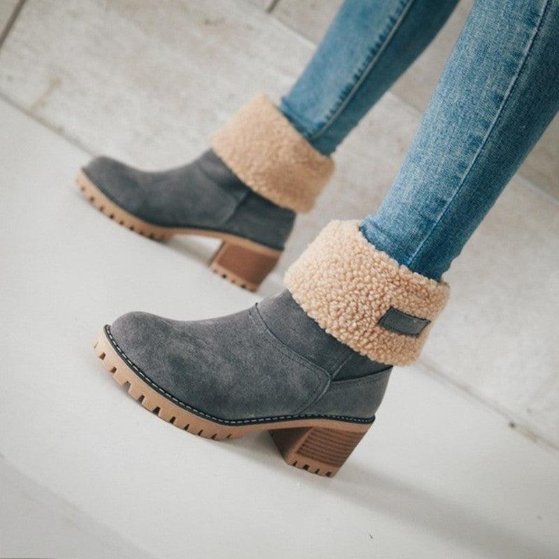Damen Warmfutter Stiefeletten mit verspieltem Falten-Design Drune