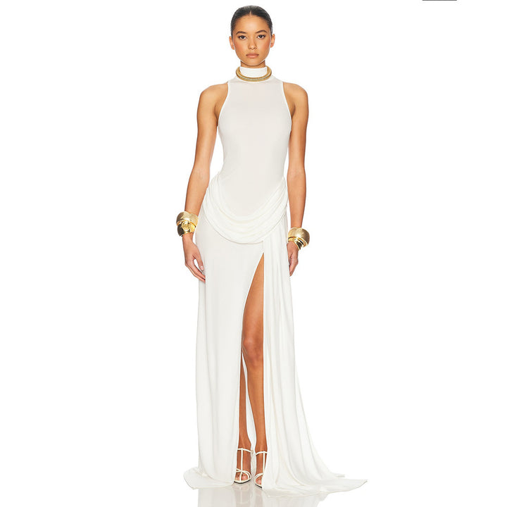 Damen Elegantes Maxi-Kleid mit hohem Schlitz und drapierten Details Drune