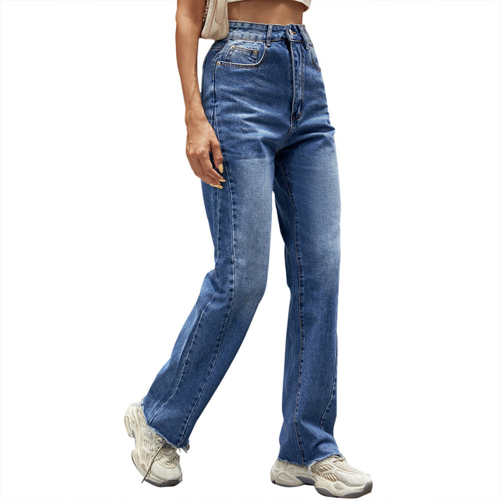 Damen High-Waist Jeans im klassischen Schnitt mit lässigem Bootcut Drune