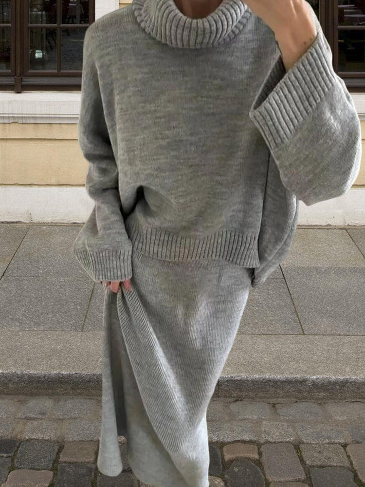 Damen Oversized Strickpullover mit hohem Kragen und lässigem Schnitt Drune