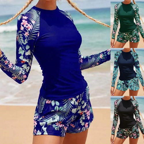 Damen UV-Schutz Badeanzug mit langen Ärmeln und Shorts Drune