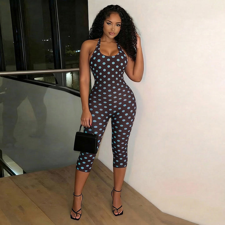 Damen Figurformender Jumpsuit mit Polka-Dots und schmalem Schnitt Drune