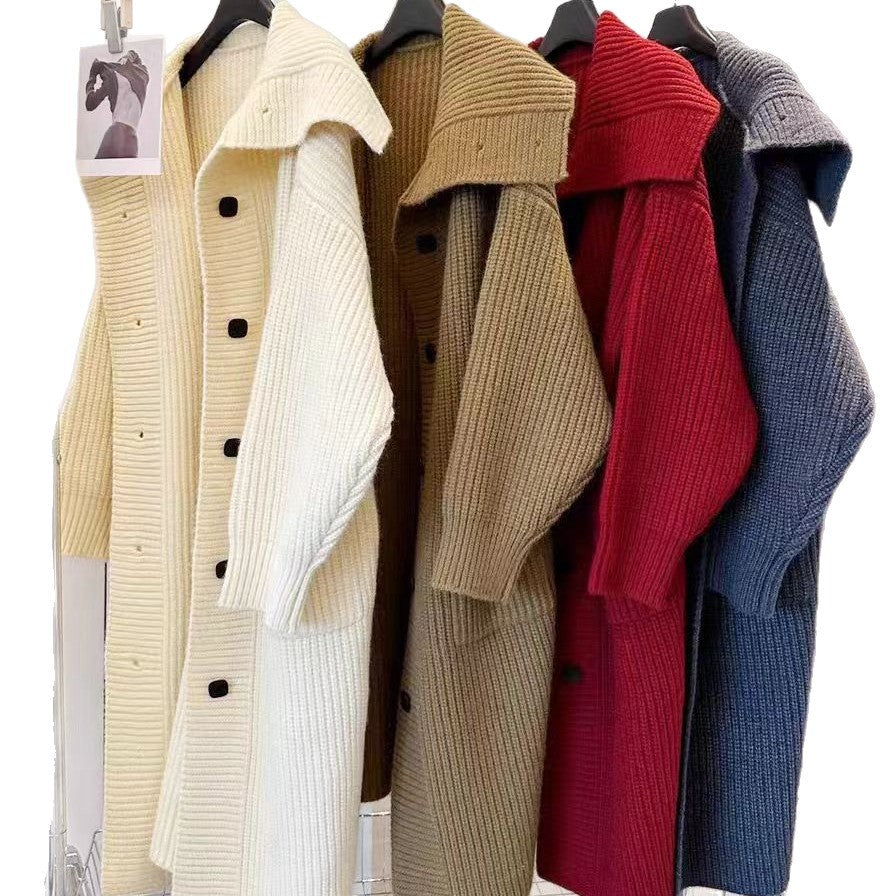 Damen Grobstrickjacke mit voluminösem Schnitt und dekorativen Knöpfen Drune