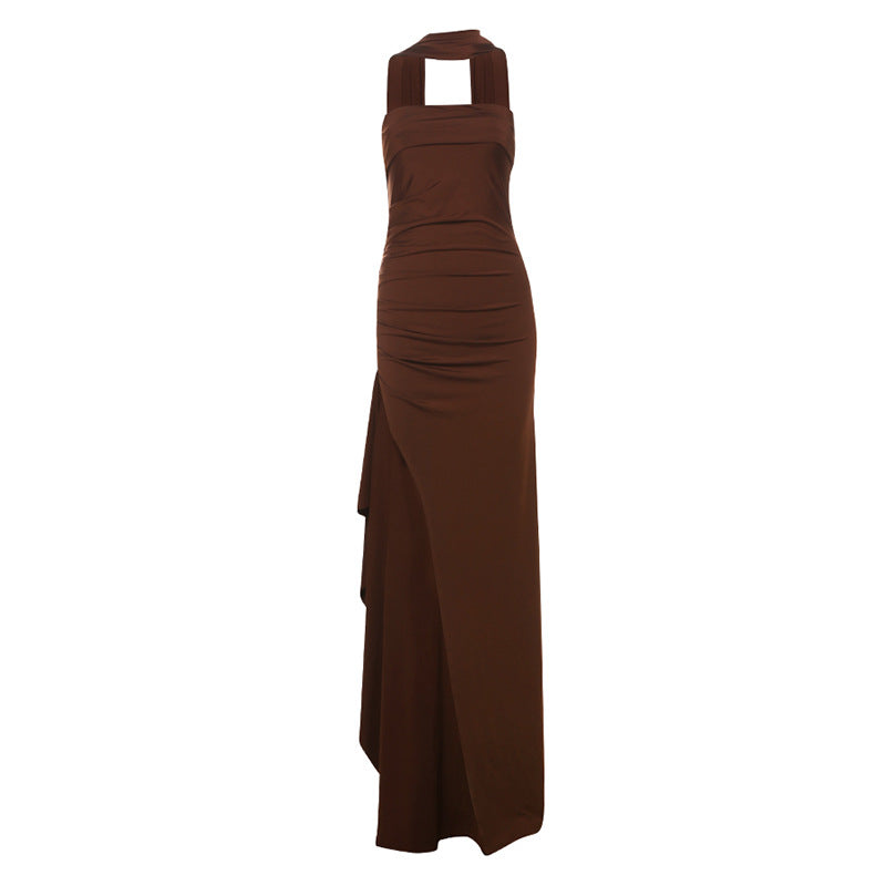 Damen Elegantes Wickelkleid mit hochgeschlossenem Design und kreativer Drapierung Drune