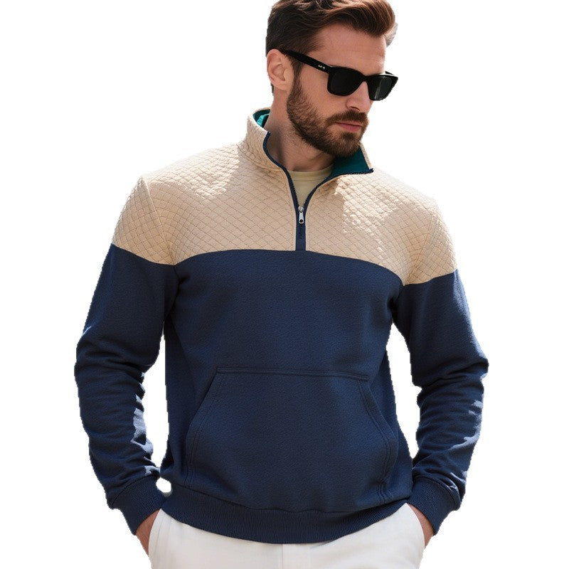 Herren modischer Sweatshirt mit hohem Kragen und zwei Taschen Drune
