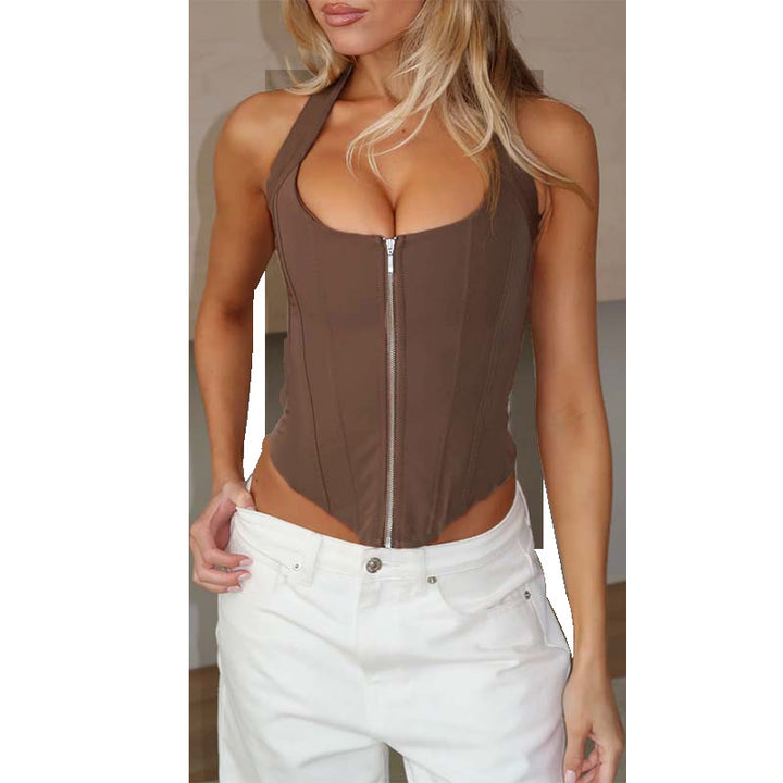 Damen Crop Top mit Reißverschluss Drune