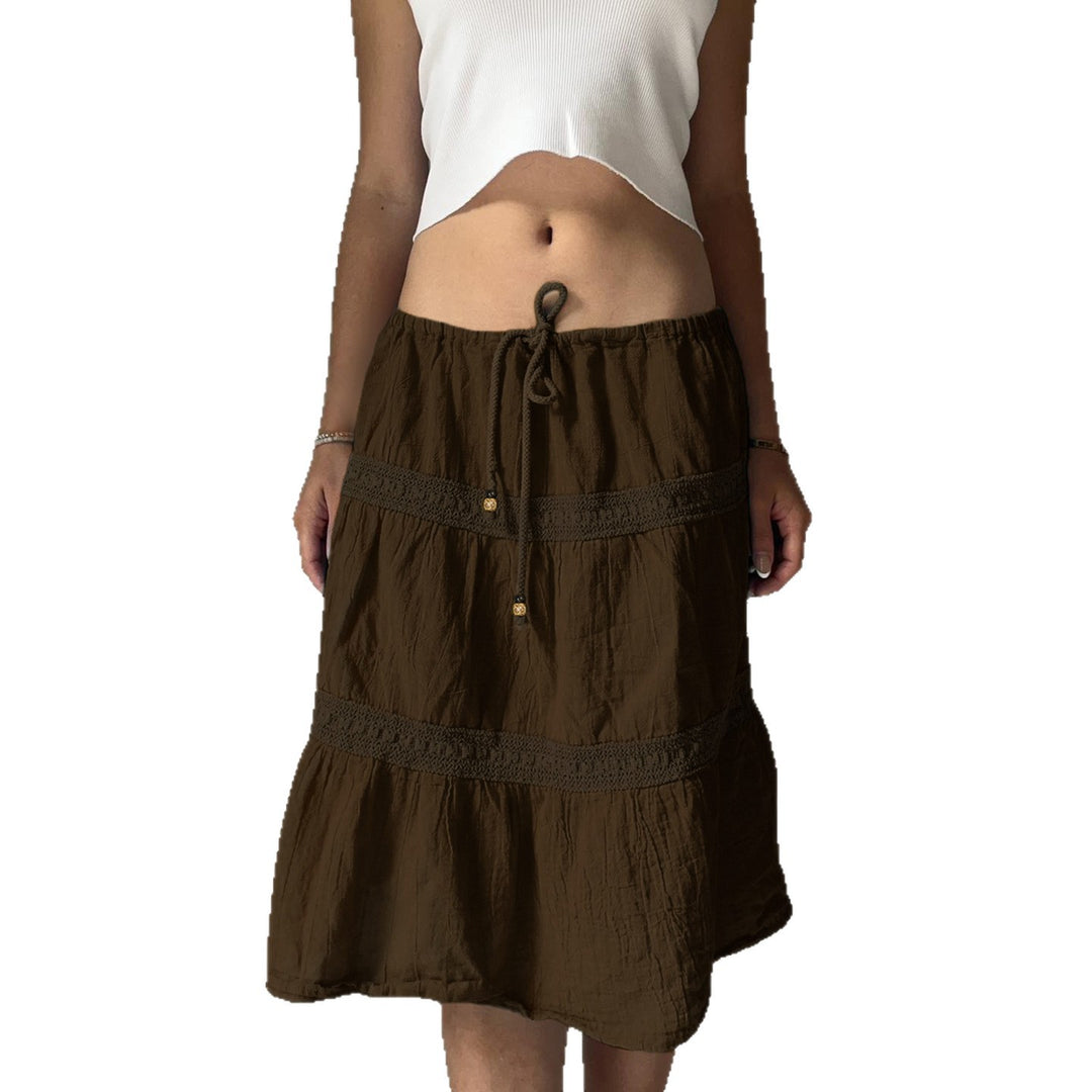 Damen Rock mit voluminösem Rüschensaum und verstellbarem Taillenband Drune