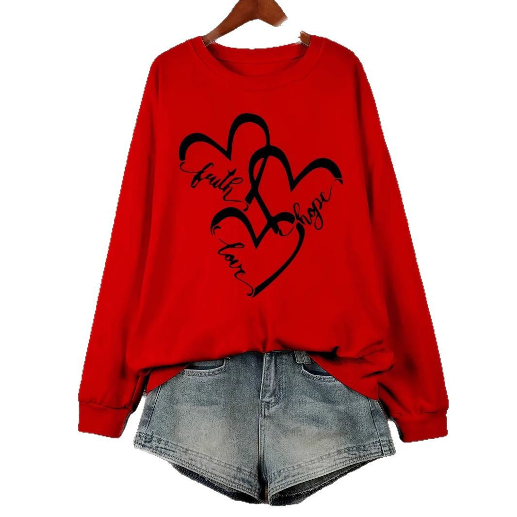 Damen Sweatshirt mit romantischem Herzmotiv und inspirierendem Aufdruck Drune