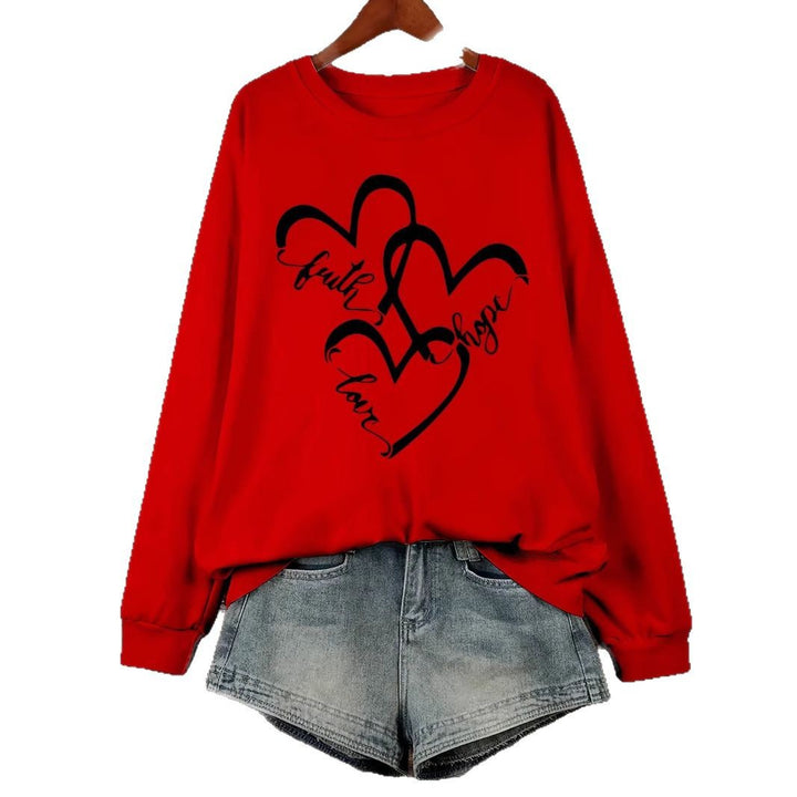 Damen Sweatshirt mit romantischem Herzmotiv und inspirierendem Aufdruck Drune