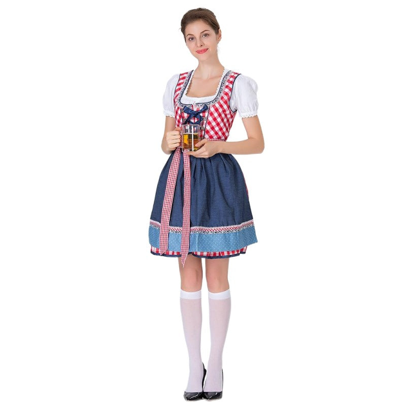 Damen nan traditionelles Dirndl mit Schnürcorsage, knielangem Tellerrock und Schürze Drune