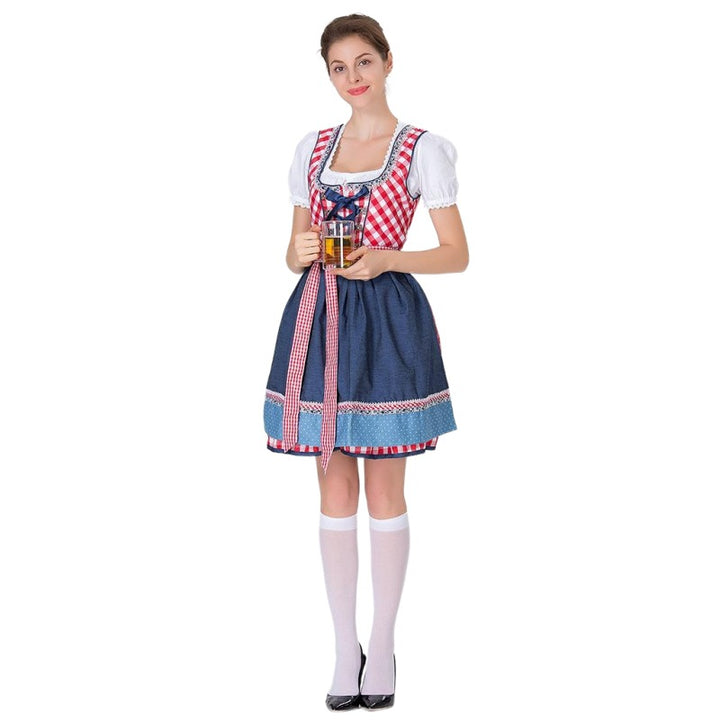 Damen nan traditionelles Dirndl mit Schnürcorsage, knielangem Tellerrock und Schürze Drune