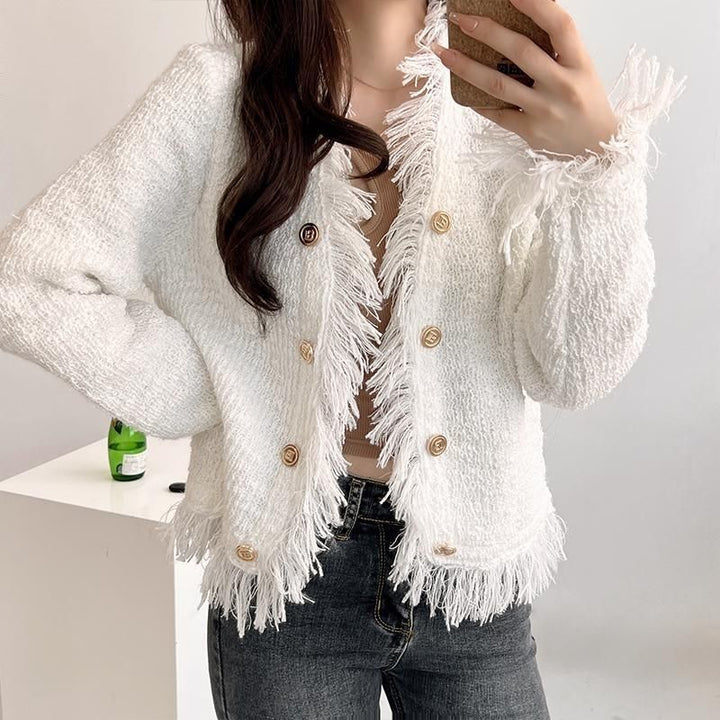 Damen Strickjacke mit Fransen Drune