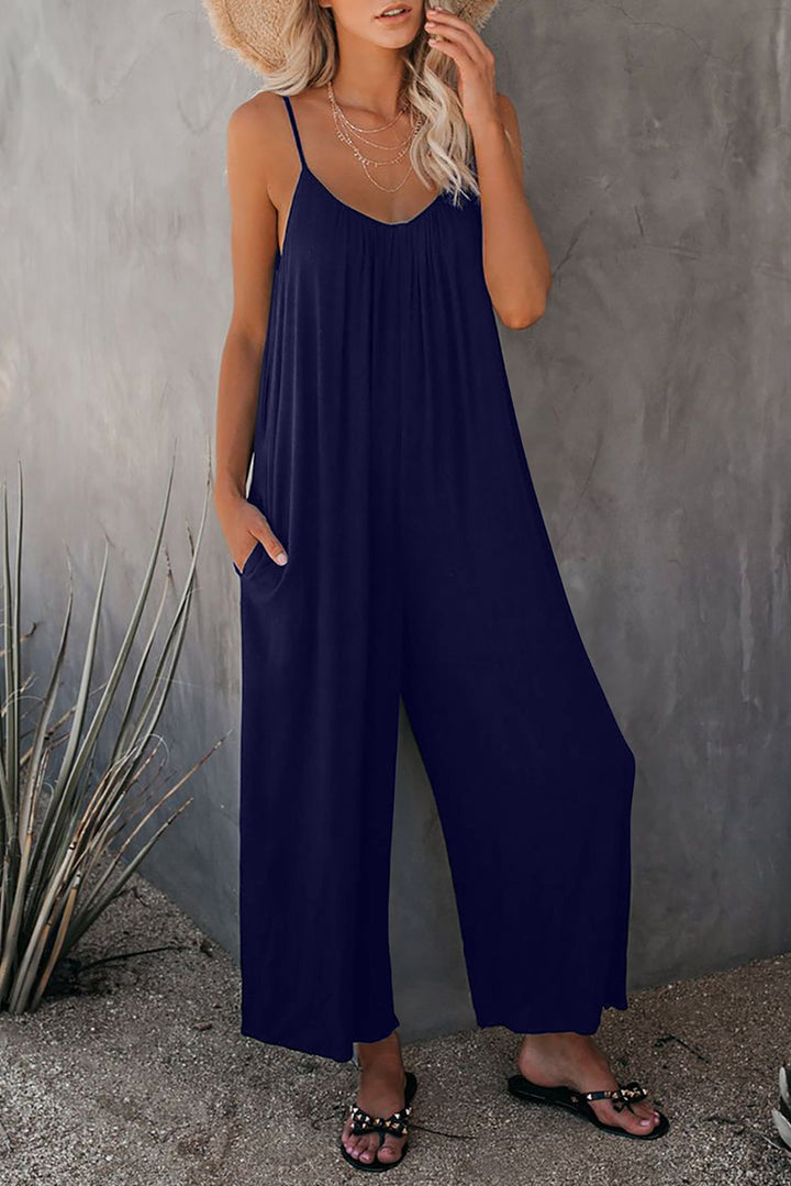 Damen lässiger Jumpsuit mit dekorativen Trägern und leichtem, fließendem Stoff Drune