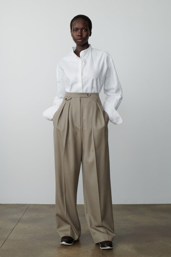 Damen elegante Hochbundhose mit klassischen Falten Drune