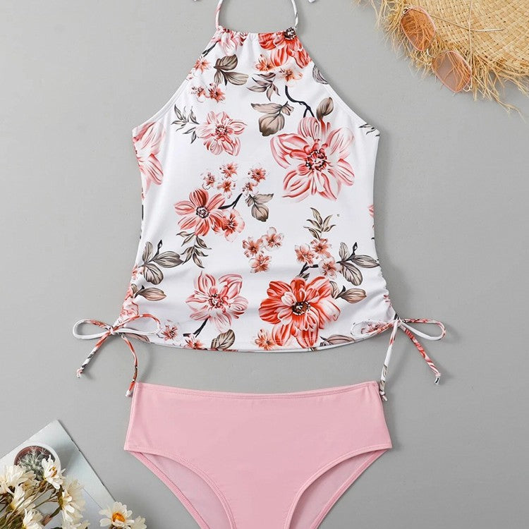 Damen Schnittiger Tankini mit floralem Design und verstellbaren Riemen Drune