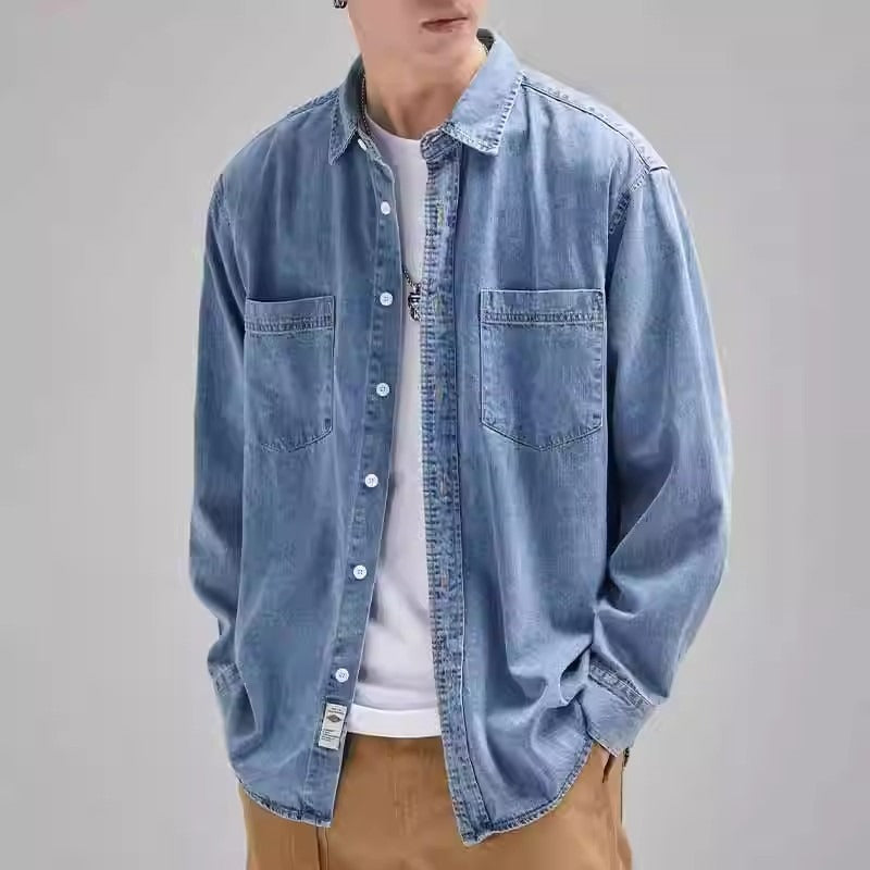 Herren Denim-Hemdjacke mit praktischen Brusttaschen Drune