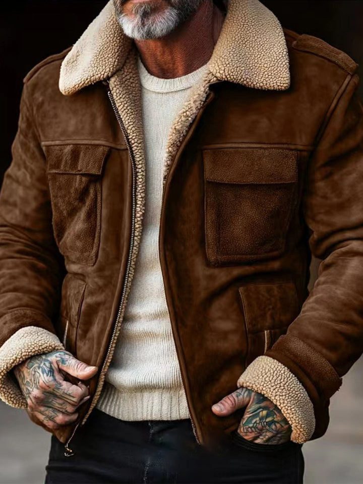 Herren Lederjacke mit weichem Sherpa-Futter Drune