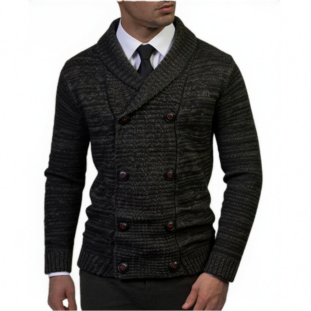 Herren nan Strickcardigan mit doppelreihiger Knopfleiste und Schalkragen Drune