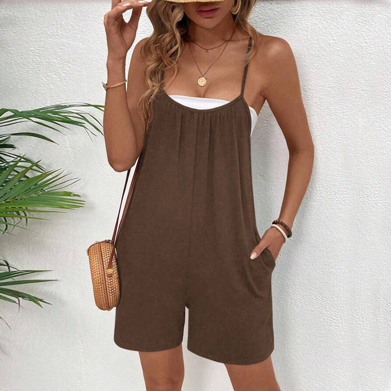 Damen praktischer Jumpsuit mit weit geschnittenem Bein und Freizeitlook Drune