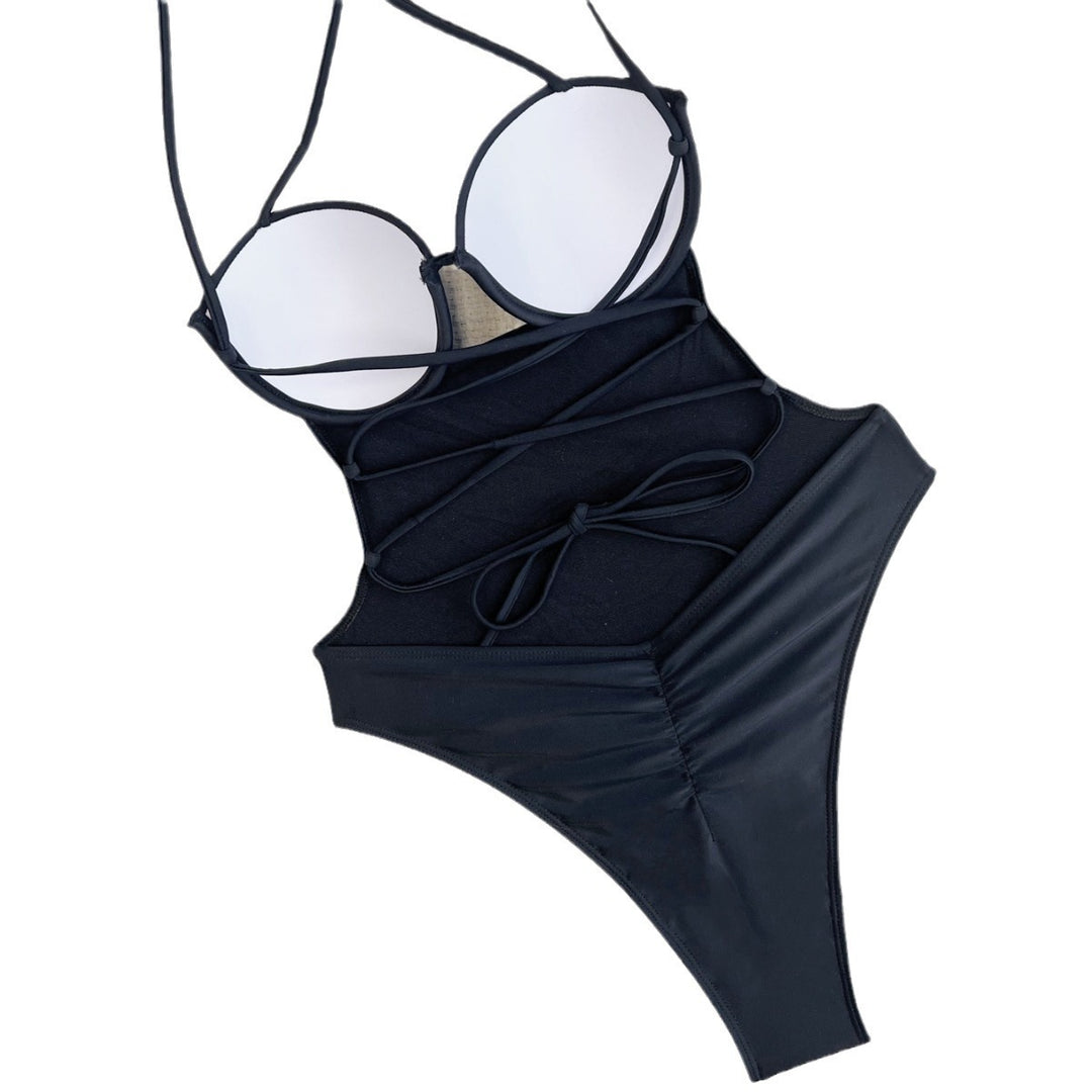 Damen Eleganter Einteiler Badeanzug mit verstellbaren Trägern Drune