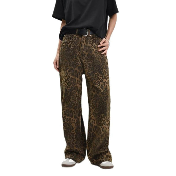 Damen Weit geschnittene Leoprint-Hose mit flexiblem Bund und modischem Design Drune