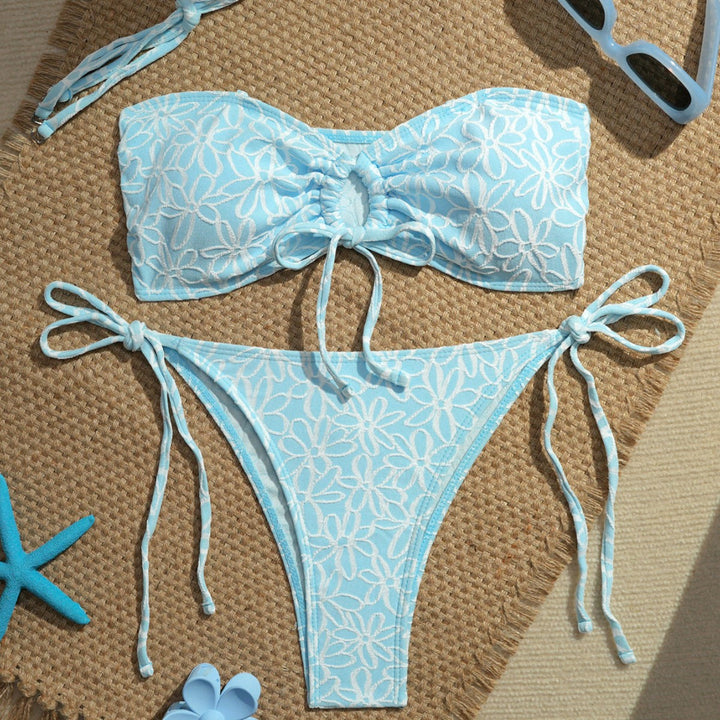 Damen Bandeau-Bikini-Set mit verspielten Rüschendetails Drune