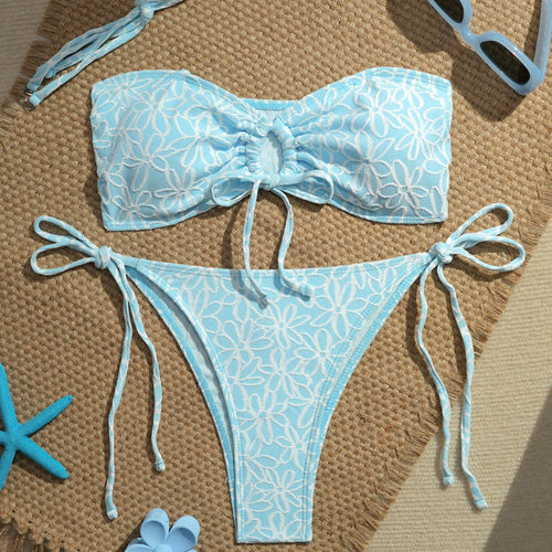 Damen Bandeau-Bikini-Set mit verspielten Rüschendetails Drune