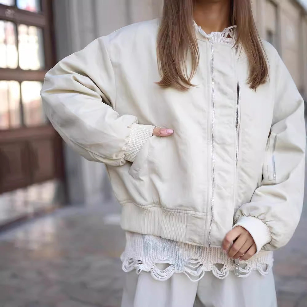 Damen lässiger Oversized Pullover mit modischen Rissdetails und kreativem Farbverlauf Drune