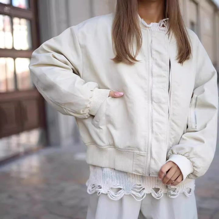 Damen lässiger Oversized Pullover mit modischen Rissdetails und kreativem Farbverlauf Drune