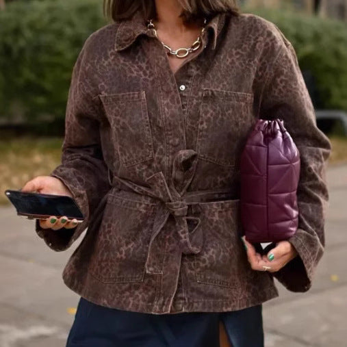 Damen Leinenhemdjacke mit tailliertem Schnitt und Gürtel Drune