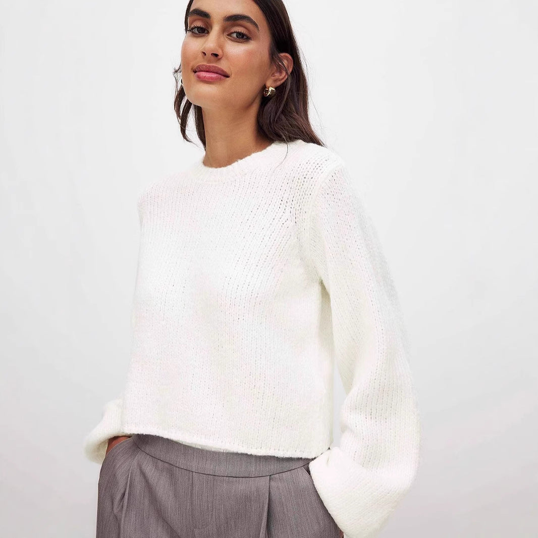 Damen Strickpullover mit offenem Rückendesign und eleganter Schnürung Drune