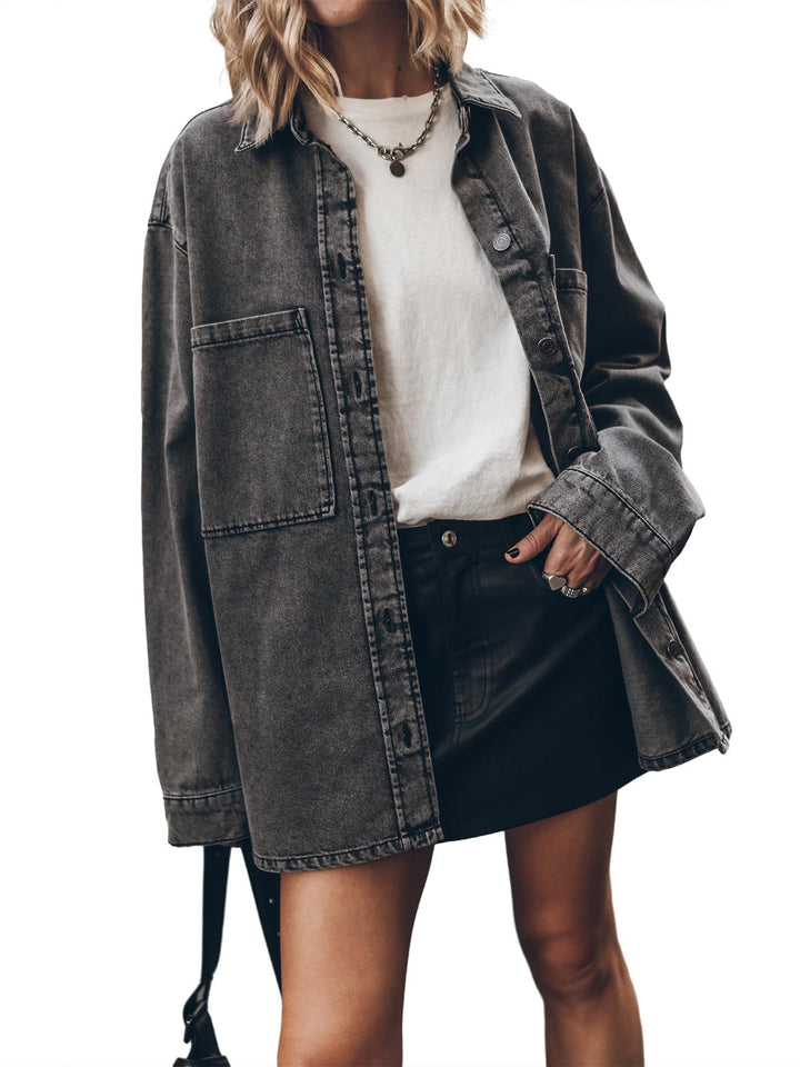 Damen Oversized Denim Hemdjacke Drune