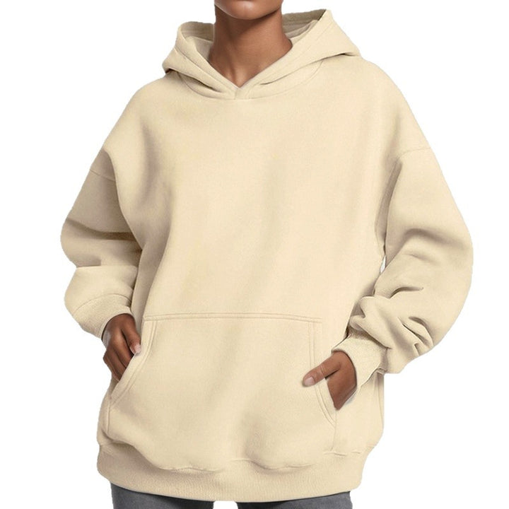 Damen nan extralanges Oversize Kapuzen-Sweatshirt mit Kängurutasche, weichem Fleece-Innenfutter und überschnittener Schulter Drune